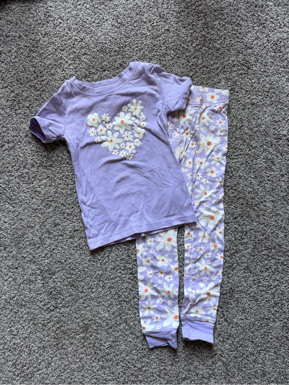Old Navy Lilac Daisy Heart Pajama Set - Purple, White, Orange